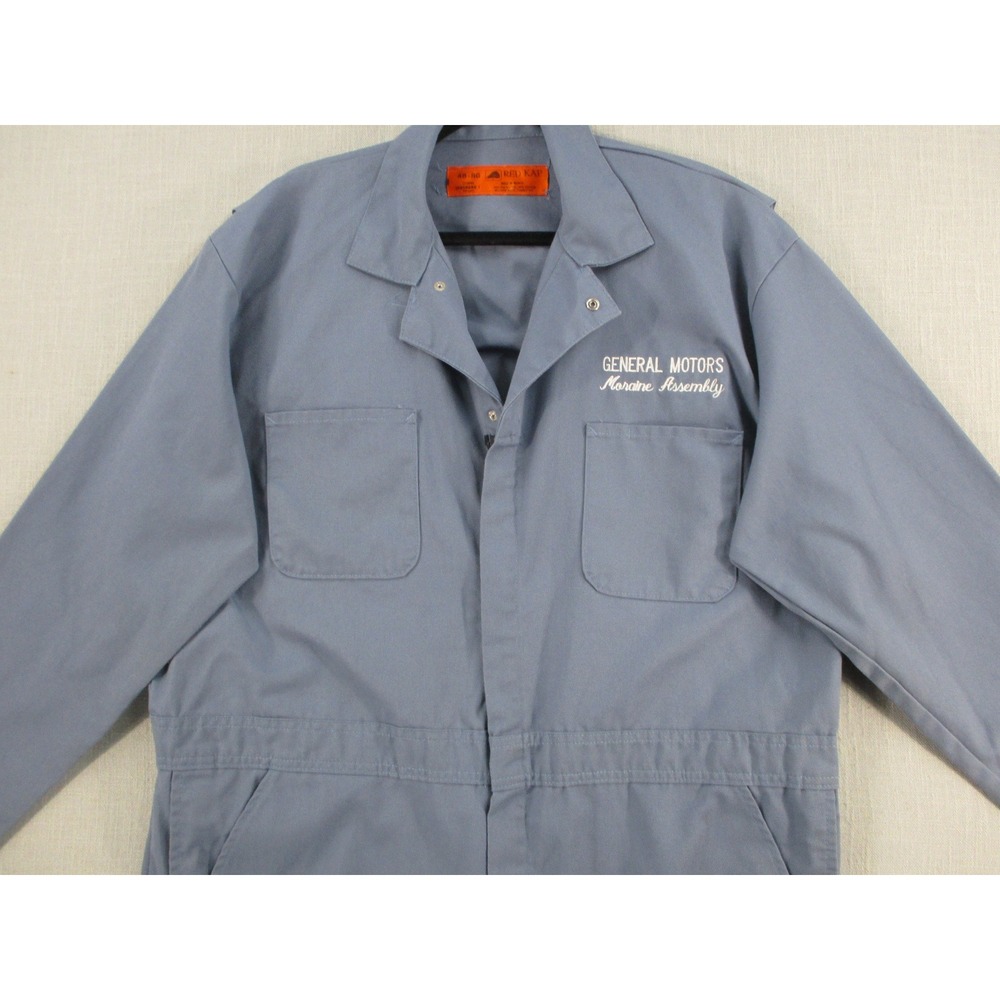 Red Kap General Motors Moraine Assembly Coveralls Mens 48 RG Blue Work Jumpsuit - Picture 2 of 9